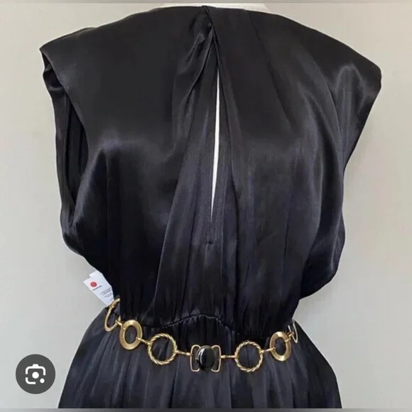 Zara Long Satin Effect Jumpsuit With Belt.. New With Tags. - Picture 3 of 7